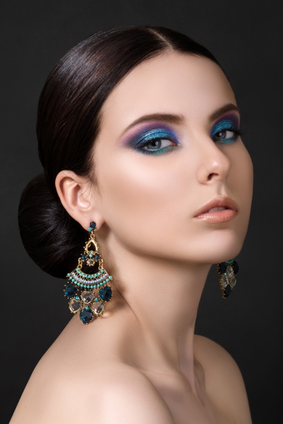 Woman wearing blue eyeshadows