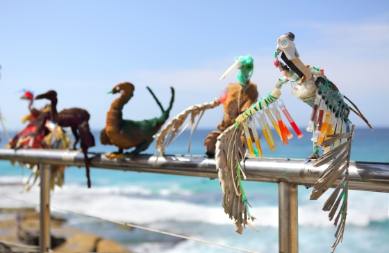 Artistic creation made using plastic found in the body of birds