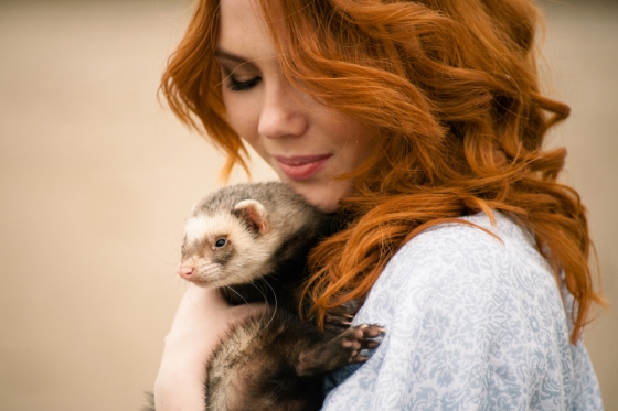 Woman with ferret